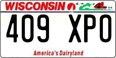 WI license plate 409XPO