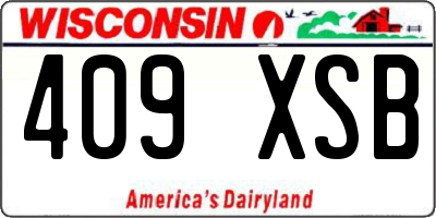 WI license plate 409XSB
