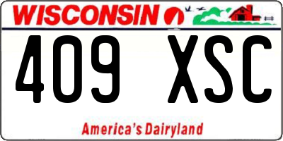 WI license plate 409XSC