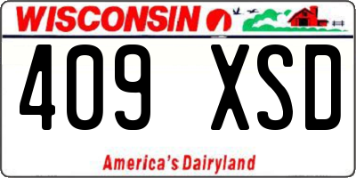 WI license plate 409XSD
