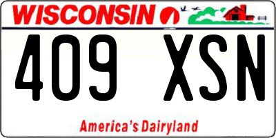 WI license plate 409XSN