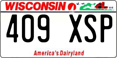 WI license plate 409XSP