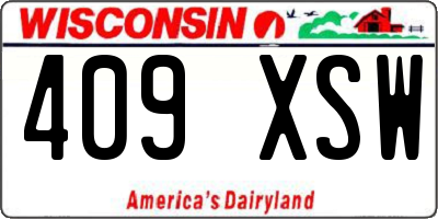 WI license plate 409XSW