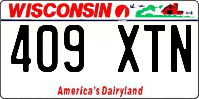 WI license plate 409XTN