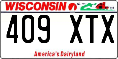 WI license plate 409XTX