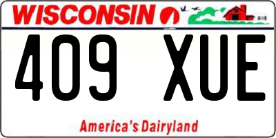 WI license plate 409XUE