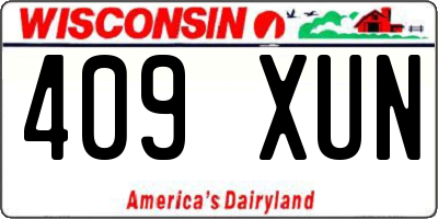 WI license plate 409XUN
