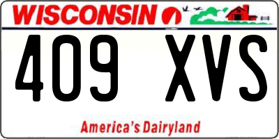 WI license plate 409XVS