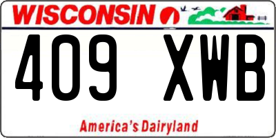 WI license plate 409XWB