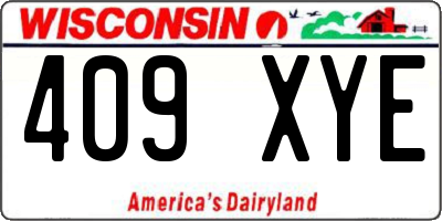 WI license plate 409XYE