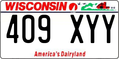 WI license plate 409XYY