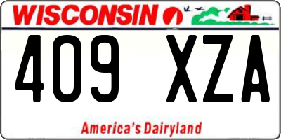 WI license plate 409XZA