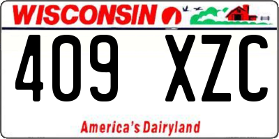 WI license plate 409XZC