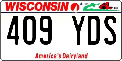 WI license plate 409YDS