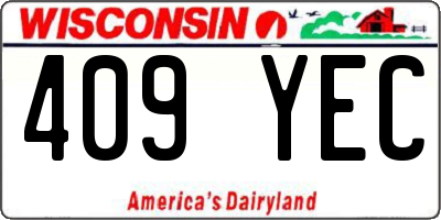WI license plate 409YEC