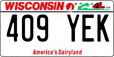WI license plate 409YEK