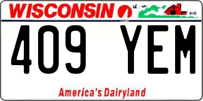 WI license plate 409YEM