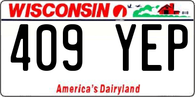 WI license plate 409YEP