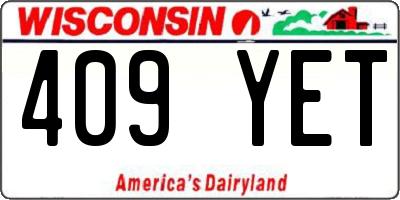 WI license plate 409YET