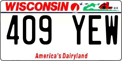 WI license plate 409YEW