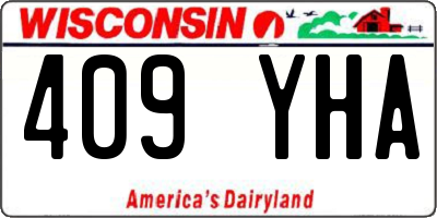 WI license plate 409YHA