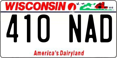 WI license plate 410NAD