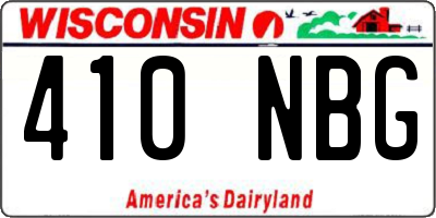 WI license plate 410NBG