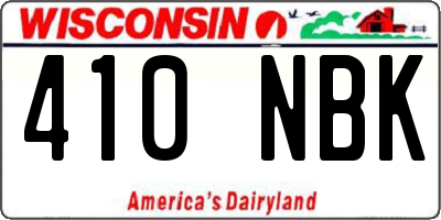 WI license plate 410NBK