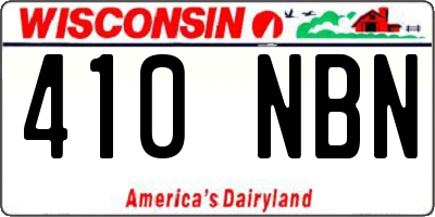WI license plate 410NBN