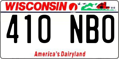 WI license plate 410NBO