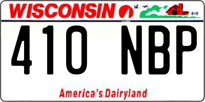 WI license plate 410NBP