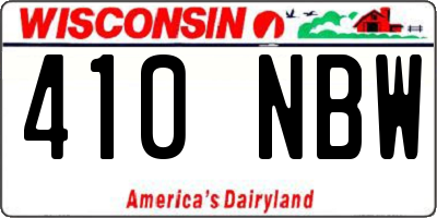 WI license plate 410NBW