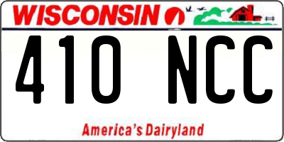 WI license plate 410NCC