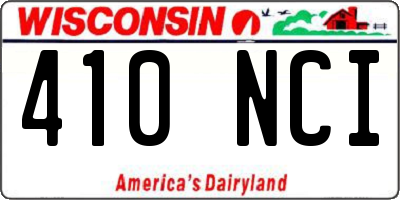 WI license plate 410NCI