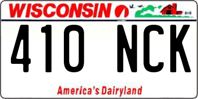 WI license plate 410NCK