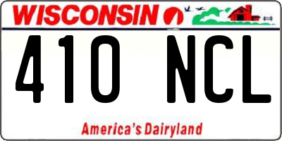 WI license plate 410NCL