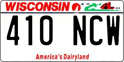 WI license plate 410NCW