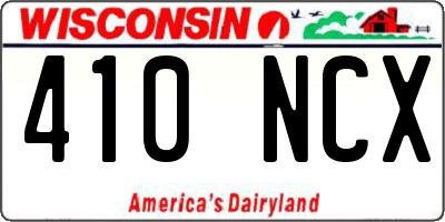 WI license plate 410NCX
