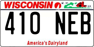WI license plate 410NEB