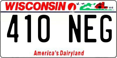 WI license plate 410NEG