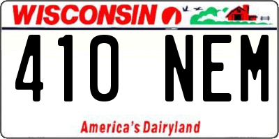 WI license plate 410NEM