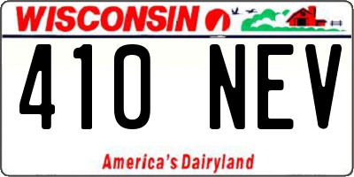 WI license plate 410NEV