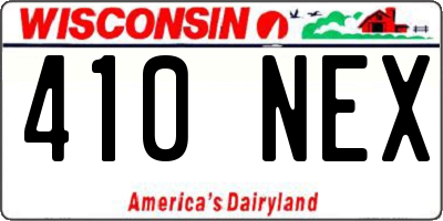 WI license plate 410NEX