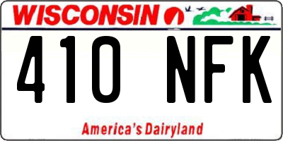 WI license plate 410NFK