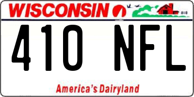 WI license plate 410NFL