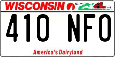 WI license plate 410NFO