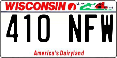 WI license plate 410NFW