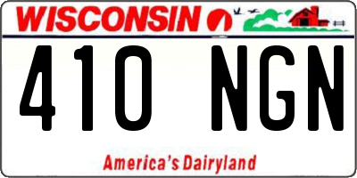 WI license plate 410NGN