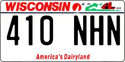 WI license plate 410NHN