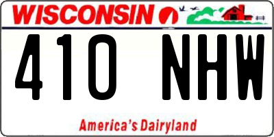 WI license plate 410NHW